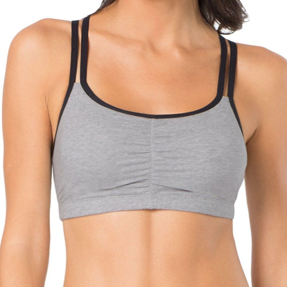 Fruit Of The Loom Womens Gray Scoop Neck Racerback Strappy Sport Bra Size 32
